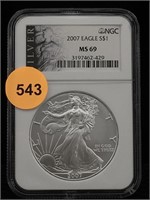 MS69 NGC 2007 Silver American Eagle