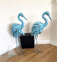 PR. BLUE METAL FLAMINGOES