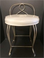 Gold Metal Back Vanity Stool with Cushion Seat