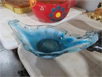 HANDBLOWN BLUE ART GLASS BOWL