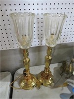 PAIR OF BRASS BASE LIGHT UP LAMPS