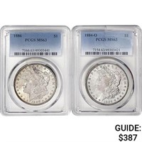 [2] 1884-O&1886 Morgan Silver Dollar PCGS MS63