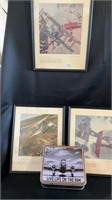 War plane pictures, set of 3, approximately 12x15