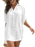 P4137  Harence Beach Dress White Shirt - M