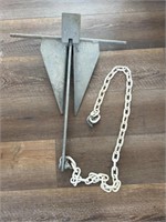 Aluminum boat anchor with chain