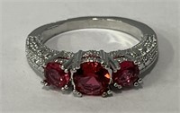 Red Ruby 3-Stone Fashion Ring