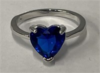 Heart Shaped Blue Topaz Fashion Ring