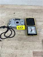 Pentax Camera and Mini Clock