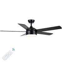 YUHAO 52 inch Black Ceiling Fan with Lights and R