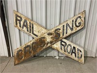 Vintage Cast Iron Railroad Crossing Sign