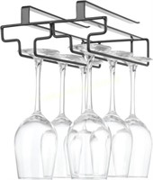 2 Rows Black Stainless Steel Wine Glass Rack