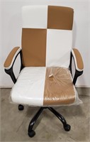 (BC) Tan/White Swivelling Wheeled Desk Chair, 25