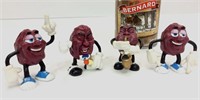 4 figurines; the California raisins 1987