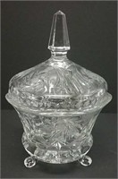 Pinwheel Crystal Footed Bowl With Lid