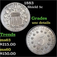 1883 Shield 5c Grades Unc Details