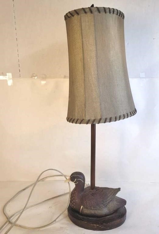 Wood Duck Table Lamp - Tested & Works - 26.5" Tall