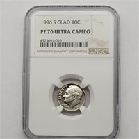 1996 S PF 70 ULTRA CAMEO ROOSEVELT DIME