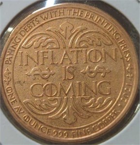 Inflation is coming 1 oz fine copper coin