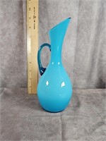 TURQUOISE GLASS PITCHER 8.5"