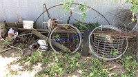 Scrap iron, steel wheels, wire, misc.