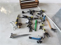 wood box,ace ratchet,clamps & items