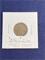 1916 coin Lincoln wheat cent penny