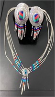 Matching sterling silver necklace and earrings