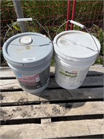 Full pail of Latex White paint & partial pail of