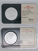 2001 & 2005 US American Silver Eagles