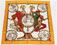 Hermes, "Napoleon" Silk Scarf in Gold