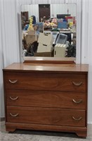 (W) Wooden 3-Drawer Dresser w/ Mirror (Detached)