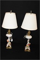 Pair of Porcelain Parrott Lamps by The Boudior