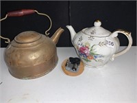 TEAPOT WITH MUSIC BOX AND VINTAGE TEAPOT