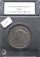 1834 LARGE CENT F