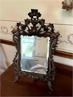 Antique Ornate Beveled Glass Dresser Top Mirror