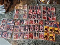 Lot of basketball cards in pages Bulls