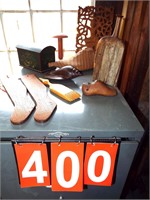 wooden lot: painted box, sock forms,