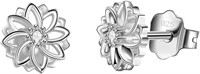 Round-cut .10ct White Topaz Lotus Flower Earrings