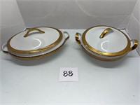 LOT OF 2 ROYAL BAVARIA 18K GOLD TRIM BOWLS