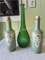 Emerald Green Empoli ? & 2 Green vintage  Bottles