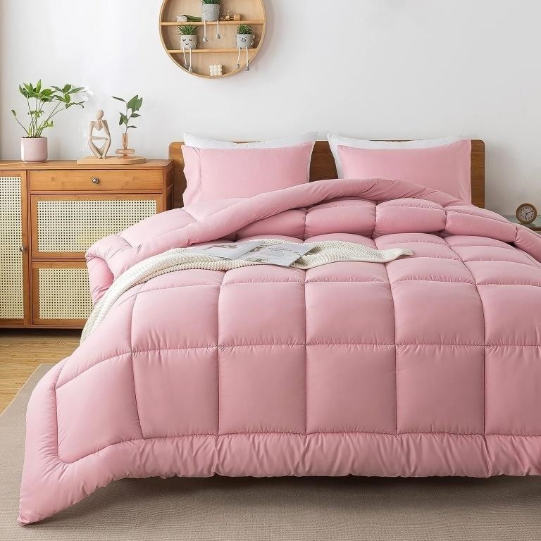 WhatsBedding Pink Comforter Set Twin