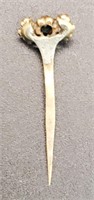 (DT) Antique Gold Plated Toothpick with Pearls