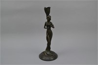 French Bronze Figural Candle Holder