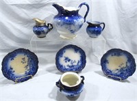 7PC LA BELLE CHINA BLUE*WHITE*GOLD DISH SET