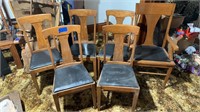 Solid Oak table chairs — 2 w/ loose seats