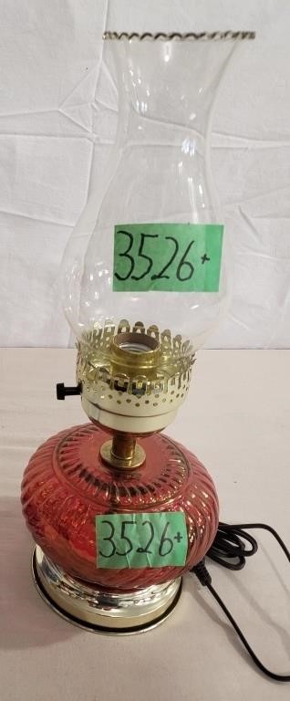 ELECTRIFIED OIL LAMP W/ CHIMNEY