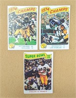 3 1975 Topps Playoffs & Steelers Super Bowl Win