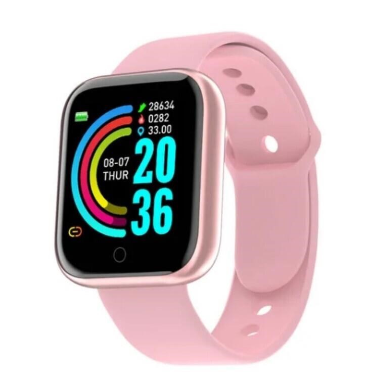Pink Fitness Tracker Unisex Smart Watch