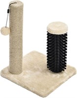 Cat Scratching Post with Brush, Beige