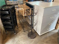 Dresser, (3) Shoe Racks & Craft Cart